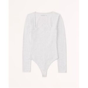 Abercrombie & Fitch Long-Sleeve Cotton Seamless Fabric Squareneck Bodysuit